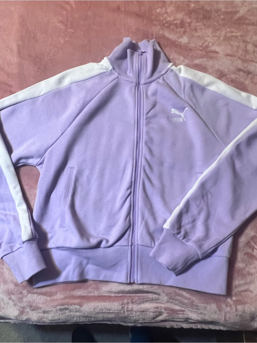Puma Lavender Bomber Jacket with White Shoulder Stripes